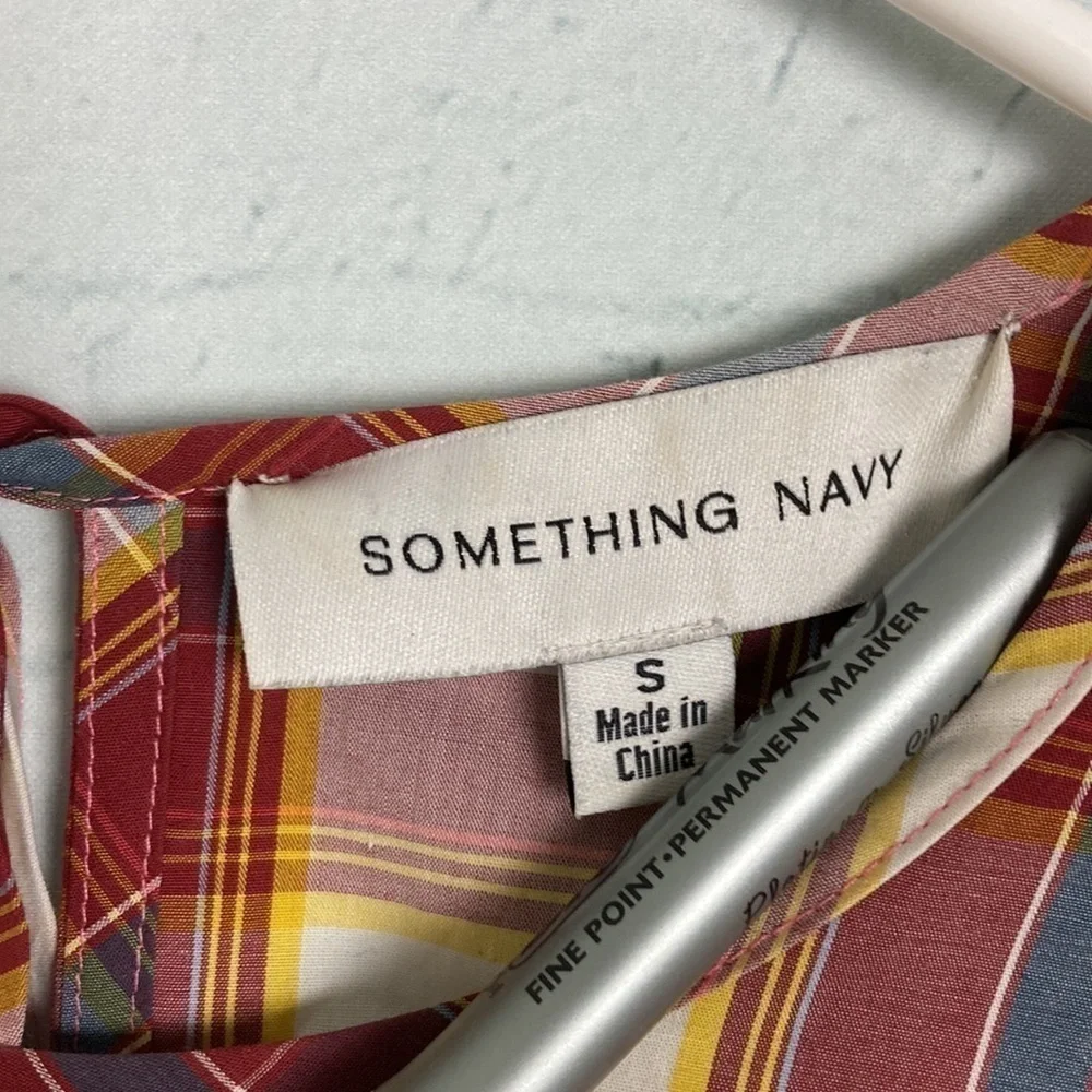 Something Navy NWOT Blanche Smocked Plaid Midi Dress Sz Small Classic Summer - Picture 10 of 16